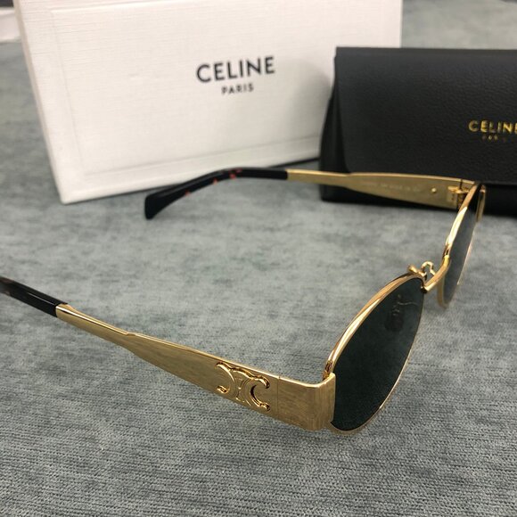 Celine Triomphe Gold Metal Sunglasses - Picture 1 of 6